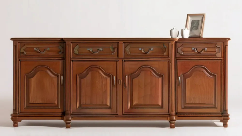 Klasyczny kredens z MDF w kolorze orzechowym, 220 × 45 × 90 cm