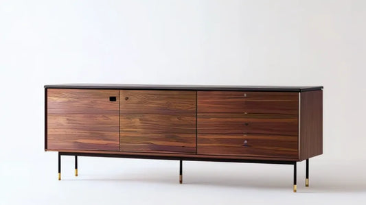 Prostokątny mebel z fornirowanej płyty MDF, orzechowy brąz, czarny i złoty, 180 × 45 × 75 cm