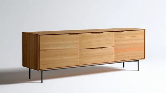 Nowoczesny kredens w kolorze naturalnego dębu i czarnym, 180 x 45 x 75 cm