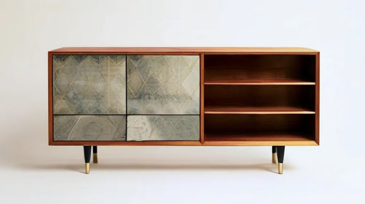Brązowy mebel do przechowywania z fornirem orzechowym i dymionym szkłem, 180 x 45 x 80 cm