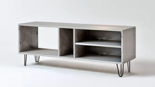 Szafka na buty w dekorze szarego betonu z czarnymi nogami, 120 × 35 × 50 cm