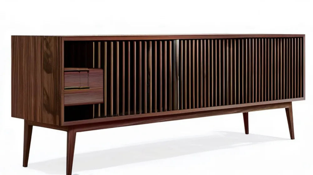 Kredens z fornirowanej płyty MDF, ciemny orzech/czarny, 180 x 45 x 78 cm