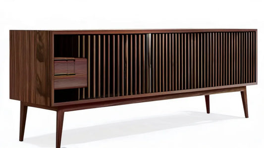 Kredens z fornirowanej płyty MDF, ciemny orzech/czarny, 180 x 45 x 78 cm