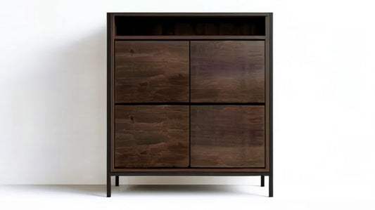 Szafka na buty z MDF w kolorze ciemnego orzecha i czerni, 90 × 35 × 120 cm