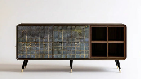 Kredens z przesuwnymi frontami ceramicznymi, ciemny orzech, 180 x 45 x 80 cm