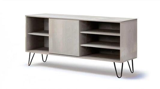 Szara szafka na buty z drzwiami przesuwnymi, 120 x 35 x 55 cm
